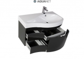 AQUANET, Тумба с раковиной Aquanet Сопрано 1-95 с ящиками Черная R/L