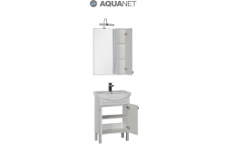AQUANET, Зеркало-шкаф Aquanet Честер 60 Белое/патина серебро