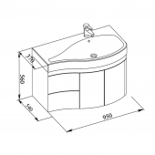 AQUANET, Комплект для ванной Aquanet Сопрано 95 с дверцами Черный R/L 