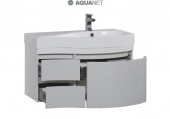 AQUANET, Тумба с раковиной Aquanet Сопрано 1-95 с ящиками Белая R/L 