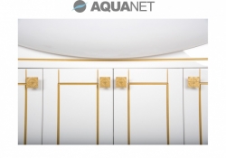 AQUANET, Тумба с раковиной Aquanet Честер 105 Белая/патина золото