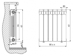 RIFAR, Радиатор отопления Monolit-350 3 секции