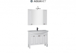 AQUANET, Зеркало-шкаф Aquanet Честер 105 Белое/патина серебро