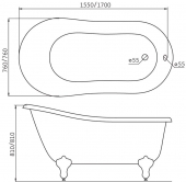 BELBAGNO, Акриловая ванна BelBagno BB06-1550-CRM 155*76 см