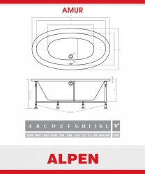 ALPEN, Акриловая ванна  Alpen Amur 180x90 см