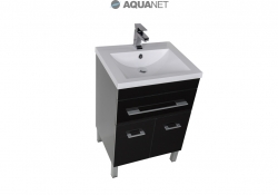AQUANET, Комплект для ванной Aquanet Верона 75 Черный с дверцами