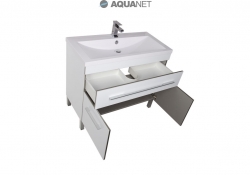 AQUANET, Комплект для ванной Aquanet Верона 75 Белый с дверцами