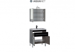 AQUANET, Комплект для ванной Aquanet Верона 75 Черный с дверцами