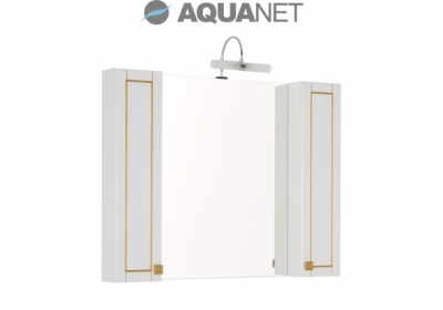 AQUANET, Зеркало-шкаф Aquanet Честер 105 Белое/патина золото