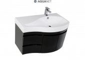 AQUANET, Комплект для ванной Aquanet Сопрано 95 с ящиками Черный R/L