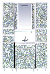 MISTY, Комплект для ванной Misty Жемчужина 60 бело-голубая мозаика