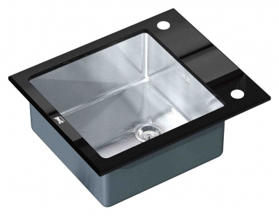  ZORG, Мойка кухонная Zorg Inox Glass  GL-6051-BLACK черное стекло - купить с доставкой по Москве - Интернет магазин smkimshop.ru