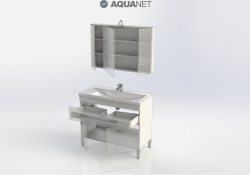 AQUANET, Комплект для ванной Aquanet Верона 100 Белый с дверцами