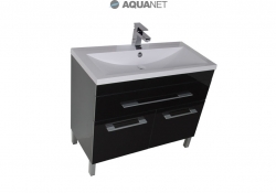 AQUANET, Комплект для ванной Aquanet Верона 100 Черный с дверцами