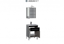 AQUANET, Комплект для ванной Aquanet Верона 58 Черный с дверцами