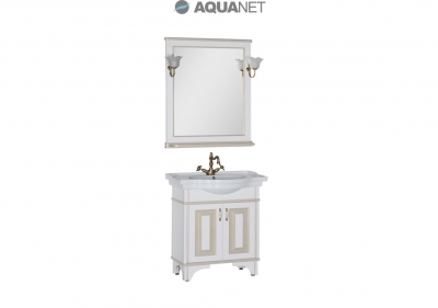 AQUANET, Комплект для ванной Aquanet Валенса 80 белый краколет/золото